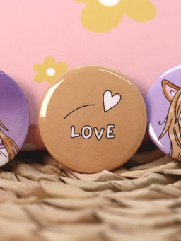 Набор значков 3 шт. iLikeGift Аниме "Love corgi girl"