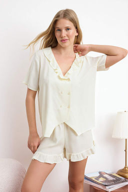 Ekru Viskon Dokuma Pijama Tak?m? THMSS26PT00190