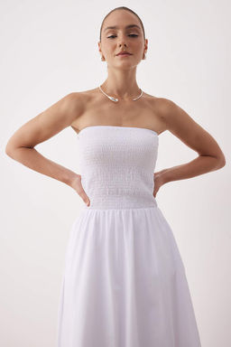 Beyaz Duz Maxi Dokuma Elbise TWOSS25EL00907 - Trendyolmilla фото 2