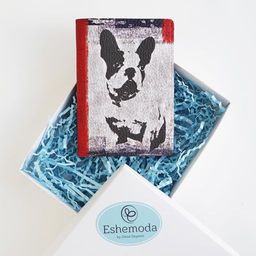 Обложка на паспорт с принтом Eshemoda Собака в стиле Гранж, натуральная кожа