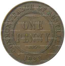 Монета 1 пенни 1933 года Австралия