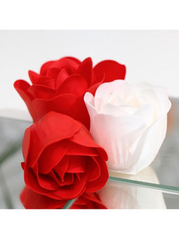 Мыльные розочки, красные и белые, набор 9 шт.