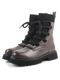 01-XKL21-196R GRAY/BROWN Ботинки демисезонные женские (натуральная кожа, байка)
