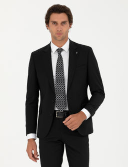 Черная классическая куртка из смесовой шерсти приталенного кроя - Cacharel фото 3