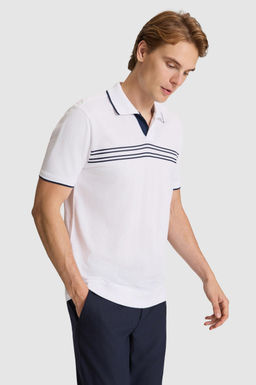 Erkek Beyaz Regular Fit Polo Yaka Ti__rt