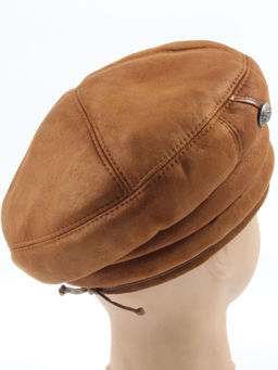 1151-1 BROWN Берет зимний женский (искусственная замша, искусственный мех)