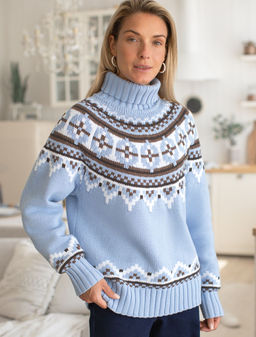 Свитер фактурной вязки из хлопка с акрилом - Vilatte фото 7