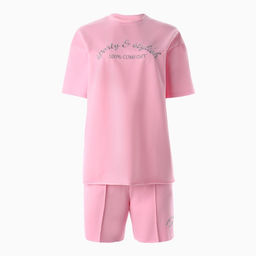 Костюм женский (футболка, шорты) MINAKU: SPORTY & STYLISH, светло-розовый, размер 46