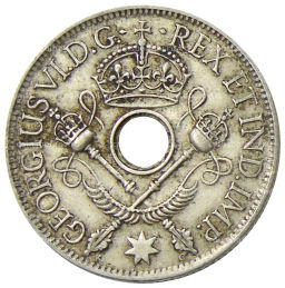 Монета 1 шиллинг 1938 года Британская Новая Гвинея