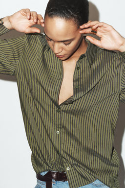 CAMISA RAYAS LAZOS / Khaki oscuro - Zara фото 5