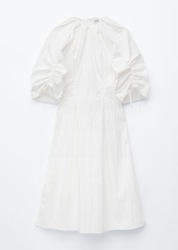 Vestido midi escultural con cordones de ajuste