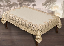 Скатерть арт. 202540/120/3, прямоугольная, размеры 120 см х 160 см, цвет: кремово-золотистый