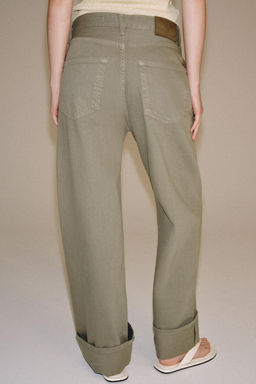 JEANS ZW COLLECTION BAGGY TIRO MEDIO / Khaki - Zara фото 4