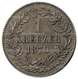 1 крейцер 1870 года Германские гоcударства  Баден