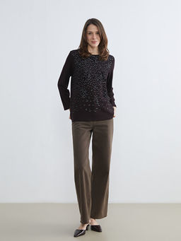 Bisiklet Yaka Desenli Kad?n Ti??rt