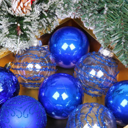 Новогодние шары "Волшебство ночи" 8 см (набор 12 шт), Синий