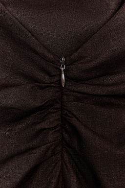 VESTIDO MIDI HALTER CON LINO / Marr?n oscuro - Zara фото 9