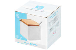 Банка для сыпучих продуктов 800 мл 11,5*11*11,5 см Айсберг волны + ложка + откидная бамбук.крышка - Elan gallery фото 7