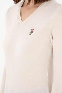 Женский базовый свитер кремового меланжевого цвета - U.s. polo assn фото 7