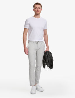 Gri Slim Fit Gofre Yazl_k Kanvas Pantolon
