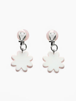 Серьги-клипсы детские «Выбражулька» цветок с жемчужиной, розово-белые