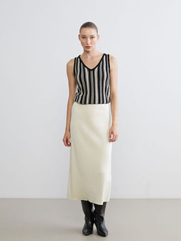 V Yaka ?izgili Kad?n Triko Atlet