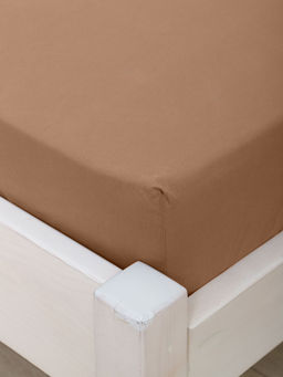 Простыня на резинке из поплина гладкокрашеного - Горький шоколад 160х200х25