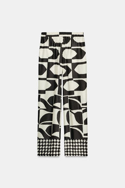 PANTAL?N ESTAMPADO GEOM?TRICO / Crudo / Negro - Zara фото 7