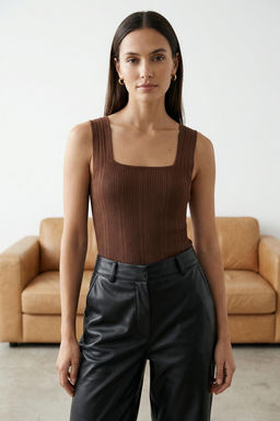 Tas-Kahverengi Basic Ikili Paket Top Ince Bluz TWOSS24BZ00623