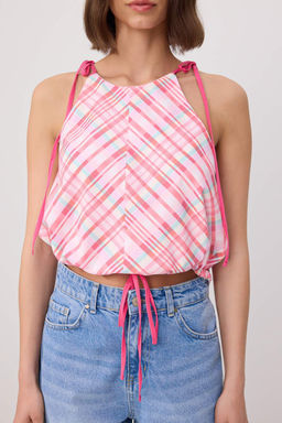 Pembe Geometrik Desen B_zg_ Detayl_ Dokuma Bluz TWOSS26BZ00771 - Trendyolmilla фото 3