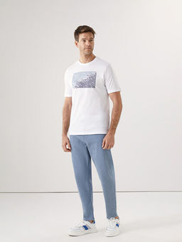 Bisiklet Yaka K?sa Kollu Bask?l? Penye Erkek Ti??rt