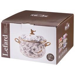 КАСТРЮЛЯ LEFARD ЭМАЛИРОВАННАЯ С КРЫШКОЙ, СЕРИЯ ФЛАНДРИЯ, 2,8Л, ДИА.18СМ  фото 3