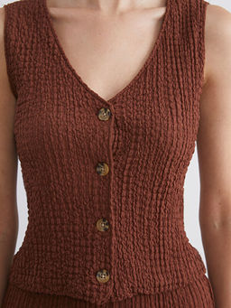 V Yaka Dokulu Kad?n Yelek