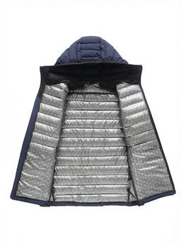 Куртка мужская стёганая с капюшоном с графеновой подкладкой темно-синего цвета 9623_1TS