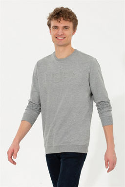 Мужской серый меланжевый базовый свитшот Неожиданная скидка в корзине
