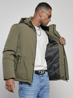 Куртка мужская зимняя с капюшоном спортивная великан цвета хаки 8335Kh - Wonderrman фото 13