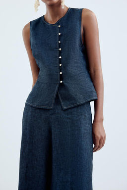 DOUBLE-BREASTED LINEN WAISTCOAT - Zara фото 2