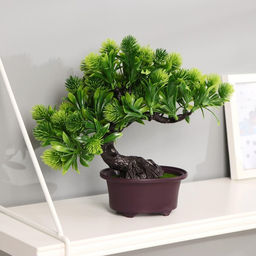 Бонсай искусственный в горшке «Пушистоцвет», 12×22 см, МИКС