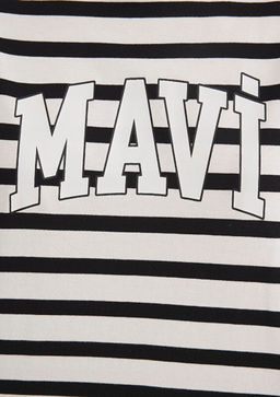 Mavi Logo Bask?l? Siyah Cizgili Tisort  фото 7