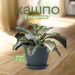 Горшок для цветов InGreen Aphrodite D 290 mm, 7,8л с подставкой №6 серый IG420611026