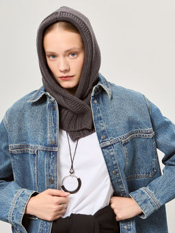 Капор жен. шерсть+акр LB-A53074 graphite