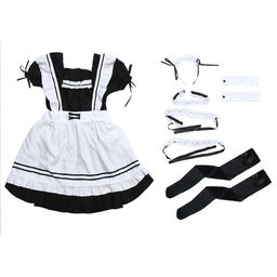 Карнавальный костюм «Милая горничная»: платье, фартук, ободок, чокер, подвязки, манжеты, чулки, р. 44–46