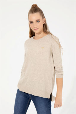 Женский базовый свитер с круглым вырезом и каменным меланжом Неожиданная скидка в корзине