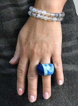 Крупный перстень из Агата цвет синий