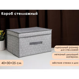 Короб стеллажный для хранения с крышкой Доляна Фора, 403025 см, серый