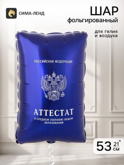 Цена за 2 шт. Воздушный шар фольгированный 21" «Синий аттестат»