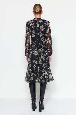 TRENDYOLMILLA Yesil Sal Desenli Volanl? Dokuma K?sl?k Elbise TWOAW23EL01436 фото 22