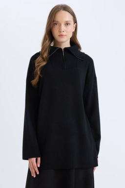 Regular Fit Fermuarl? Dik Yaka Triko Kazak Tunik