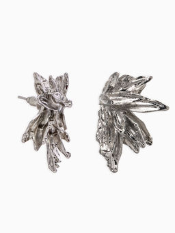 Цена за 2 шт. Серьги металл "Цветы половинки", цвет серебро