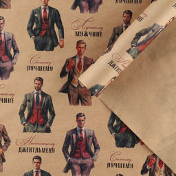 Цена за 10 шт. Бумага упаковочная крафтовая Джентельмены, 50 х 70 см